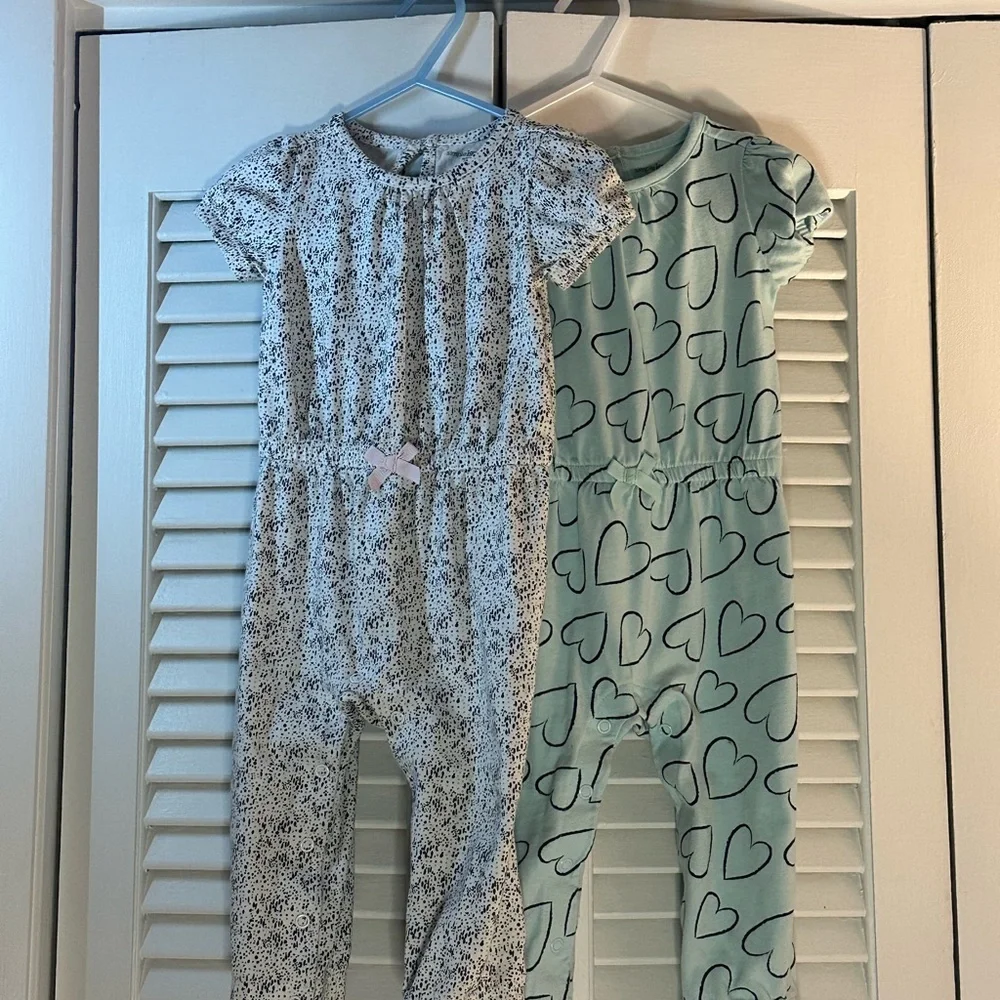 Carter's Black Speckled Bodysuit and Blue Hearts Bodysuit - Picture 3 of 10